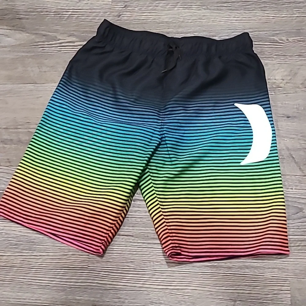 Hurley Logo Striped Board Shorts/Swim Trunks Size 10-12